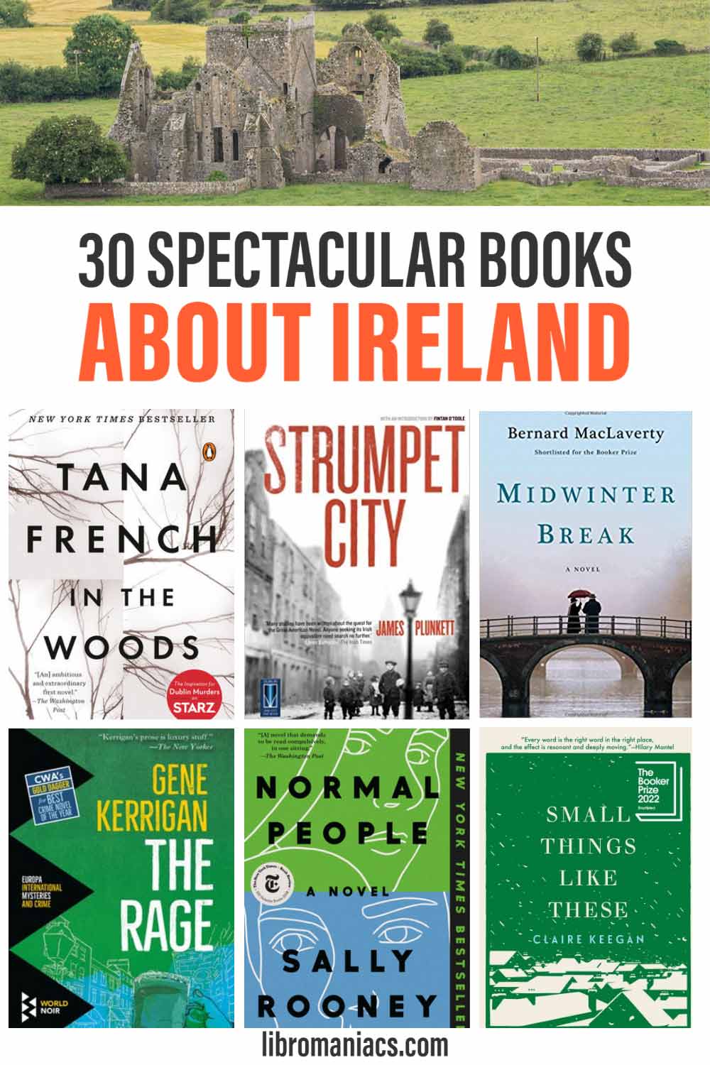 30 Spectacular books about Ireland, with book covers. 