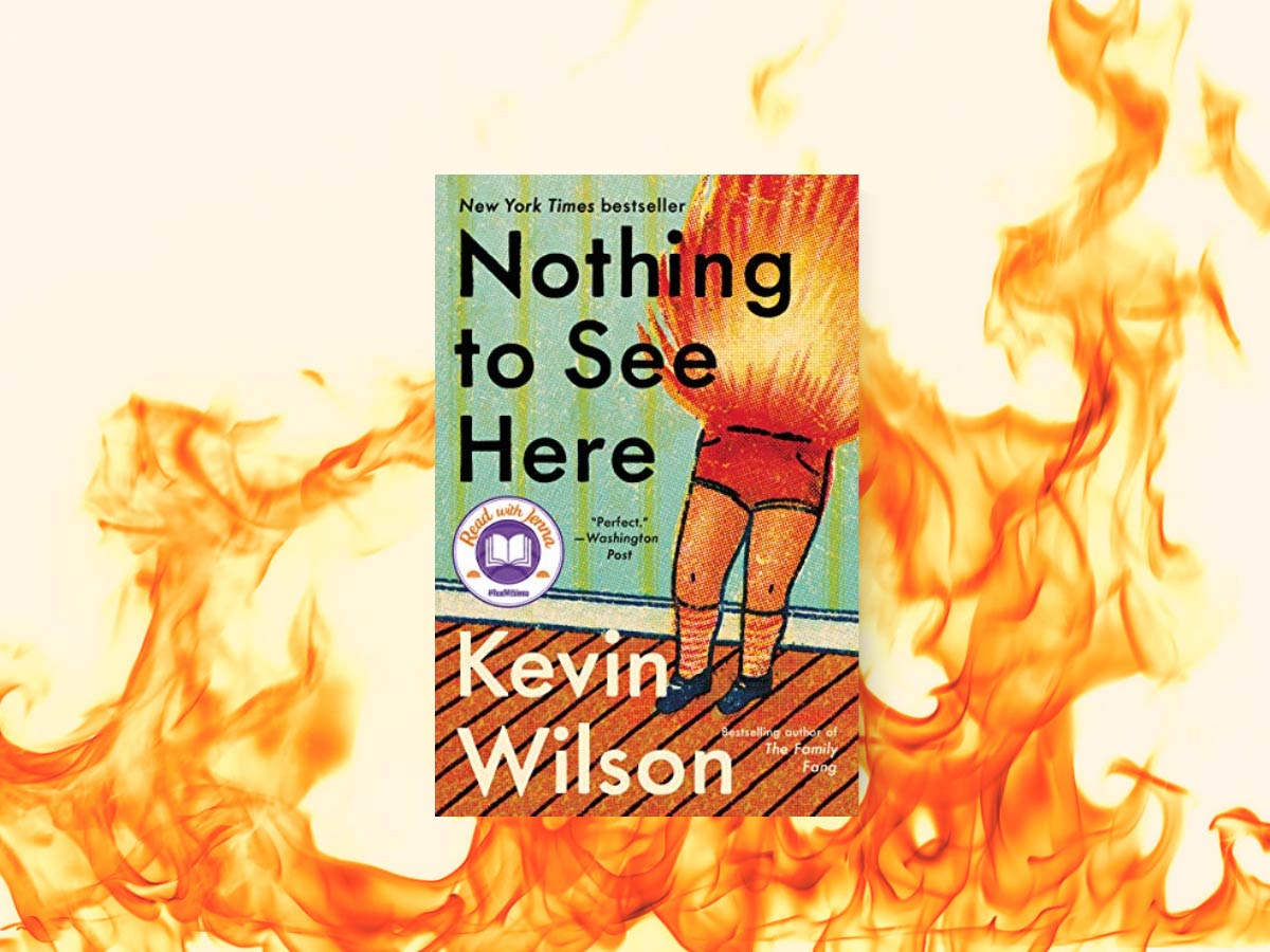 Nothing to See Here book club questions, with flames and book cover.