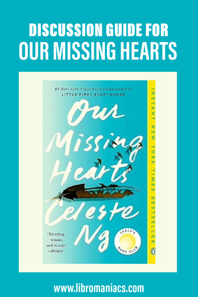 Discussion guide Our Missing Hearts, with book cover.