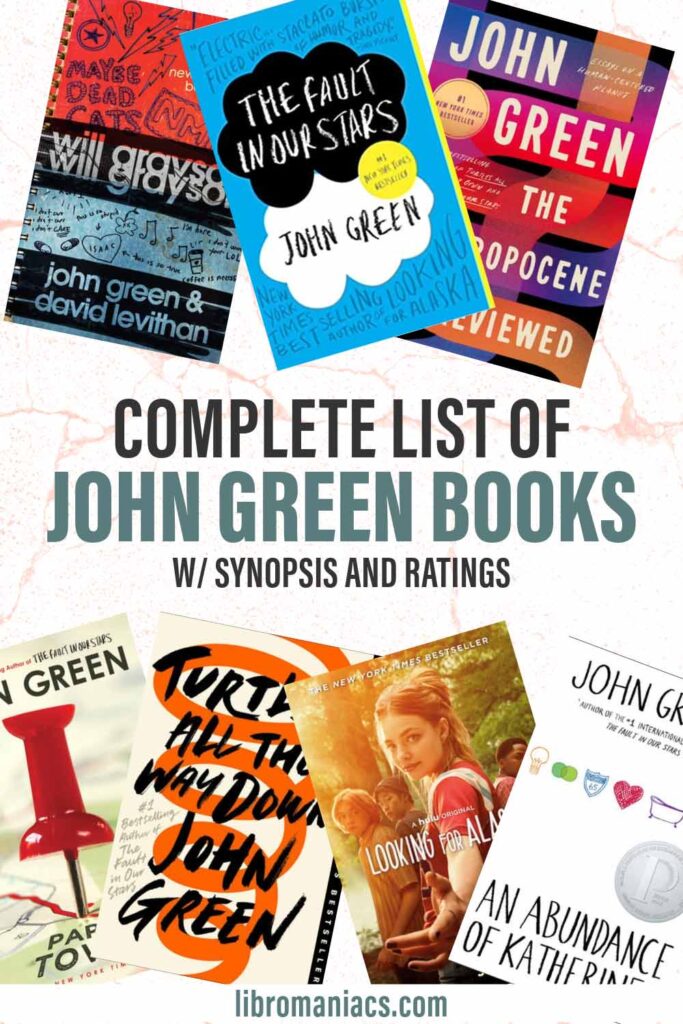 List of John Green Books, with book covers.