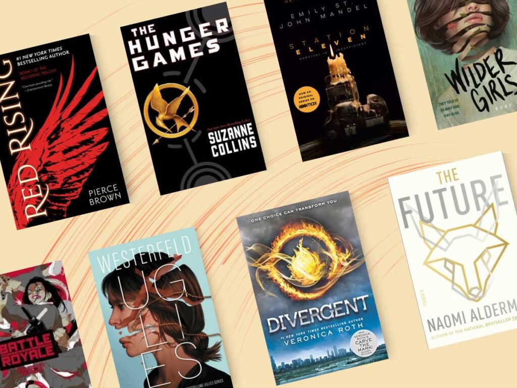 Books like The Hunger Games and Divergent, with book covers.